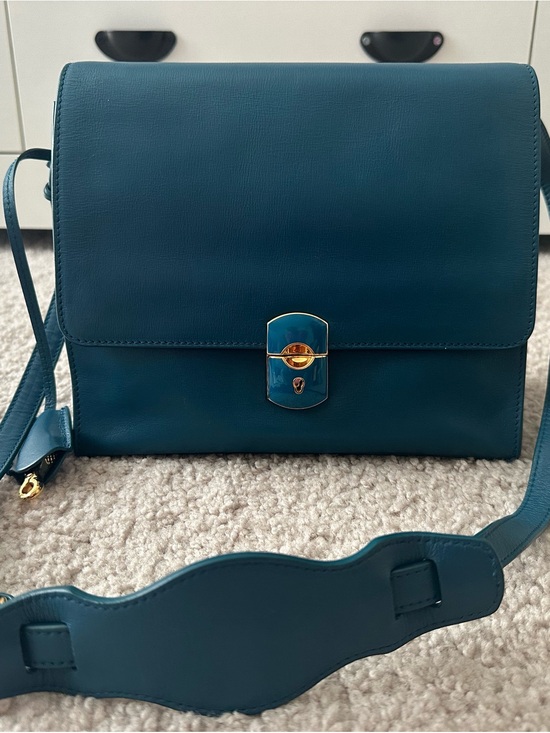 Balenciaga Handbags - Balenciaga Teal Leather Satchel with Gold Hardware